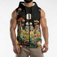 Skeleton Lovers Sleeveless Zip Hoodie Hippie Gothic Aesthetic - Wonder Print Shop