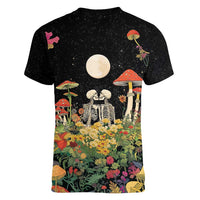 Skeleton Lovers Women V-Neck T-Shirt Hippie Gothic Aesthetic - Wonder Print Shop