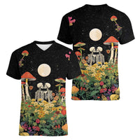 Skeleton Lovers Women V-Neck T-Shirt Hippie Gothic Aesthetic - Wonder Print Shop