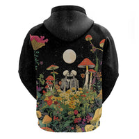 Skeleton Lovers Zip Hoodie Hippie Gothic Aesthetic - Wonder Print Shop
