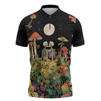 Skeleton Lovers Zipper Polo Shirt Hippie Gothic Aesthetic - Wonder Print Shop