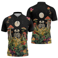 Skeleton Lovers Zipper Polo Shirt Hippie Gothic Aesthetic - Wonder Print Shop