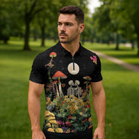 Skeleton Lovers Zipper Polo Shirt Hippie Gothic Aesthetic - Wonder Print Shop