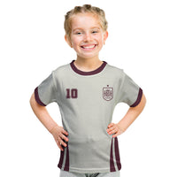 Custom World Football 2026 Spain Kid T Shirt Come On Spain Beige Version