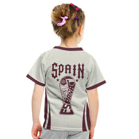 Custom World Football 2026 Spain Kid T Shirt Come On Spain Beige Version