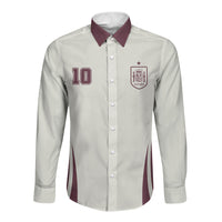 Custom World Football 2026 Spain Long Sleeve Button Shirt Come On Spain Beige Version