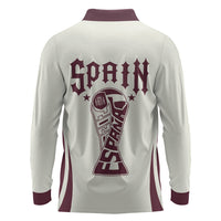 Custom World Football 2026 Spain Long Sleeve Polo Shirt Come On Spain Beige Version