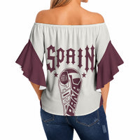 Custom World Football 2026 Spain Off Shoulder Wrap Waist Top Come On Spain Beige Version