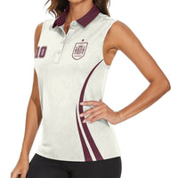Custom World Football 2026 Spain Women Sleeveless Polo Shirt Come On Spain Beige Version