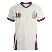 Custom World Football 2026 Spain Women V-Neck T-Shirt Come On Spain Beige Version