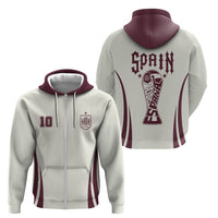 Custom World Football 2026 Spain Zip Hoodie Come On Spain Beige Version