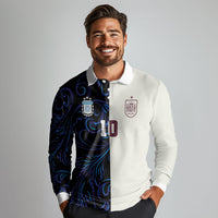 Custom Argentina Espana Long Sleeve Polo Shirt 2026 World Final Football