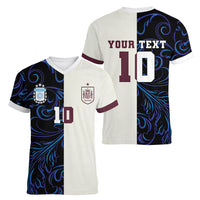 Custom Argentina Espana Women V-Neck T-Shirt 2026 World Final Football