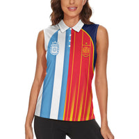 Custom Argentina Espana 2026 World Final Football Women Sleeveless Polo Shirt Come On Boys