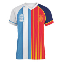 Custom Argentina Espana 2026 World Final Football Women V-Neck T-Shirt Come On Boys