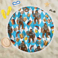 Funny Bigfoot Oktoberfest Beach Blanket Sasquatch Beer Pretzel Bavarian - Wonder Print Shop
