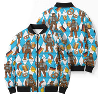 Funny Bigfoot Oktoberfest Bomber Puffer Jacket Sasquatch Beer Pretzel Bavarian - Wonder Print Shop