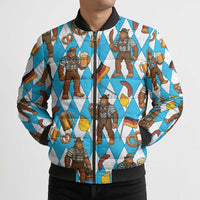 Funny Bigfoot Oktoberfest Bomber Puffer Jacket Sasquatch Beer Pretzel Bavarian - Wonder Print Shop