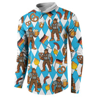 Funny Bigfoot Oktoberfest Button Sweatshirt Sasquatch Beer Pretzel Bavarian - Wonder Print Shop