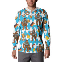 Funny Bigfoot Oktoberfest Button Sweatshirt Sasquatch Beer Pretzel Bavarian - Wonder Print Shop