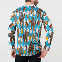 Funny Bigfoot Oktoberfest Button Sweatshirt Sasquatch Beer Pretzel Bavarian - Wonder Print Shop