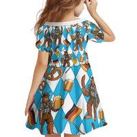 Funny Bigfoot Oktoberfest Family Matching Long Sleeve Bodycon Dress and Hawaiian Shirt Sasquatch Beer Pretzel Bavarian - Wonder Print Shop