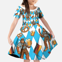 Funny Bigfoot Oktoberfest Family Matching Off Shoulder Maxi Dress and Hawaiian Shirt Sasquatch Beer Pretzel Bavarian - Wonder Print Shop