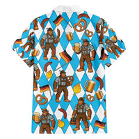 Funny Bigfoot Oktoberfest Family Matching Off Shoulder Short Dress and Hawaiian Shirt Sasquatch Beer Pretzel Bavarian - Wonder Print Shop