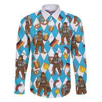 Funny Bigfoot Oktoberfest Family Matching Short Sleeve Bodycon Dress and Hawaiian Shirt Sasquatch Beer Pretzel Bavarian - Wonder Print Shop