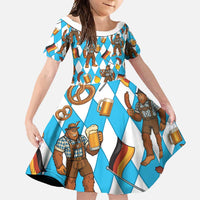 Funny Bigfoot Oktoberfest Family Matching Summer Maxi Dress and Hawaiian Shirt Sasquatch Beer Pretzel Bavarian - Wonder Print Shop