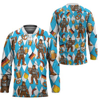 Funny Bigfoot Oktoberfest Hockey Jersey Sasquatch Beer Pretzel Bavarian - Wonder Print Shop