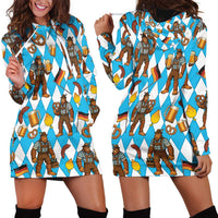 Funny Bigfoot Oktoberfest Hoodie Dress Sasquatch Beer Pretzel Bavarian - Wonder Print Shop