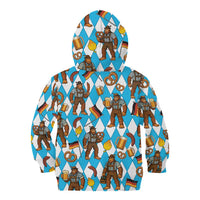Funny Bigfoot Oktoberfest Kid Hoodie Sasquatch Beer Pretzel Bavarian - Wonder Print Shop