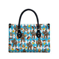 Funny Bigfoot Oktoberfest Leather Bag Sasquatch Beer Pretzel Bavarian - Wonder Print Shop