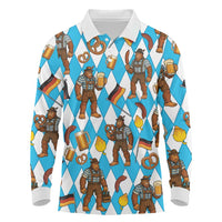 Funny Bigfoot Oktoberfest Long Sleeve Polo Shirt Sasquatch Beer Pretzel Bavarian - Wonder Print Shop