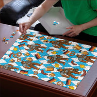 Funny Bigfoot Oktoberfest Puzzle Sasquatch Beer Pretzel Bavarian - Wonder Print Shop