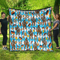 Funny Bigfoot Oktoberfest Quilt Sasquatch Beer Pretzel Bavarian - Wonder Print Shop