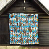 Funny Bigfoot Oktoberfest Quilt Sasquatch Beer Pretzel Bavarian - Wonder Print Shop