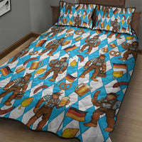 Funny Bigfoot Oktoberfest Quilt Bed Set Sasquatch Beer Pretzel Bavarian - Wonder Print Shop