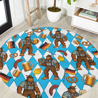 Funny Bigfoot Oktoberfest Round Carpet Sasquatch Beer Pretzel Bavarian - Wonder Print Shop