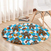 Funny Bigfoot Oktoberfest Round Carpet Sasquatch Beer Pretzel Bavarian - Wonder Print Shop
