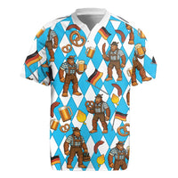 Funny Bigfoot Oktoberfest Rugby Jersey Sasquatch Beer Pretzel Bavarian - Wonder Print Shop