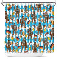 Funny Bigfoot Oktoberfest Shower Curtain Sasquatch Beer Pretzel Bavarian - Wonder Print Shop