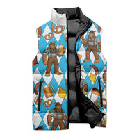 Funny Bigfoot Oktoberfest Sleeveless Puffer Jacket Sasquatch Beer Pretzel Bavarian - Wonder Print Shop