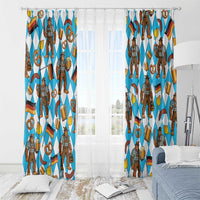 Funny Bigfoot Oktoberfest Window Curtain Sasquatch Beer Pretzel Bavarian - Wonder Print Shop
