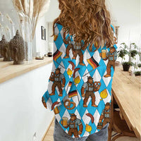 Funny Bigfoot Oktoberfest Women Casual Shirt Sasquatch Beer Pretzel Bavarian - Wonder Print Shop