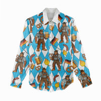 Funny Bigfoot Oktoberfest Women Casual Shirt Sasquatch Beer Pretzel Bavarian - Wonder Print Shop