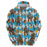 Funny Bigfoot Oktoberfest Zip Hoodie Sasquatch Beer Pretzel Bavarian - Wonder Print Shop