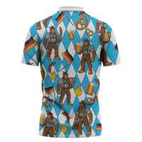 Funny Bigfoot Oktoberfest Zipper Polo Shirt Sasquatch Beer Pretzel Bavarian - Wonder Print Shop