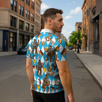 Funny Bigfoot Oktoberfest Zipper Polo Shirt Sasquatch Beer Pretzel Bavarian - Wonder Print Shop